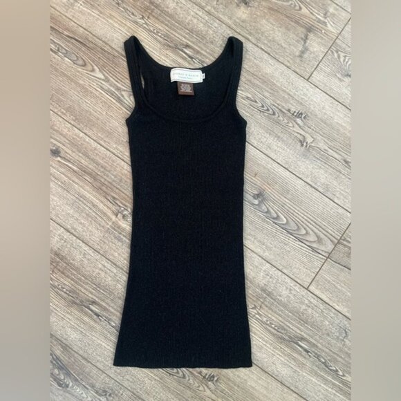 Double D Ranch ribbed black metallic long tank top or mini dress XS luxury core - Picture 1 of 9